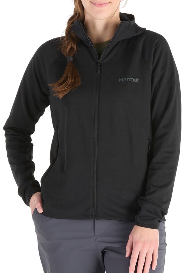 マーモット レディース アウター パーカー・スウェット フリース Marmot Women's Leconte Full-Zip Fleece Hoodie Black ブラック|ReVida 店