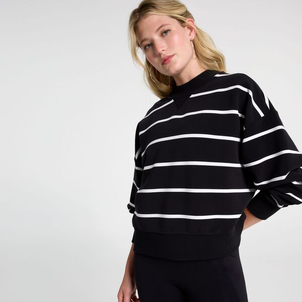 キャリー レディース アウター パーカー・スウェット クルーネック スキューバ CALIA Women'scuba Ottoman Crew Neck Pure Black Stripe ブラック｜ReVida 店