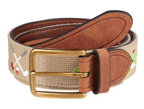 ウォルターヘーゲン メンズ 付属品 胴締め Walter Hagen Men\u0027s Embroidery Belt Khaki/Golf Couse/Clubs カーキ