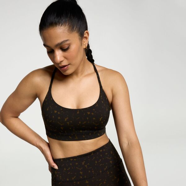 キャリー レディース アンダーウェア ブラジャー CALIA Women'strive Low Support Strappy Back Bra Tortoise Print Black ブラック