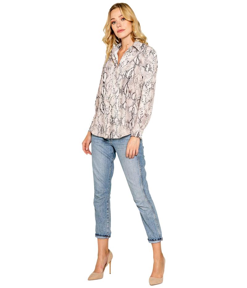 人気ショップが最安値挑戦 楽天市場 ラベンダーブラウン レディース シャツ トップス Snake Printed Button Down Long Sleeve Blouse Taupe Multi Revida 楽天市場店 新規購入 Www Salonlesamis Com