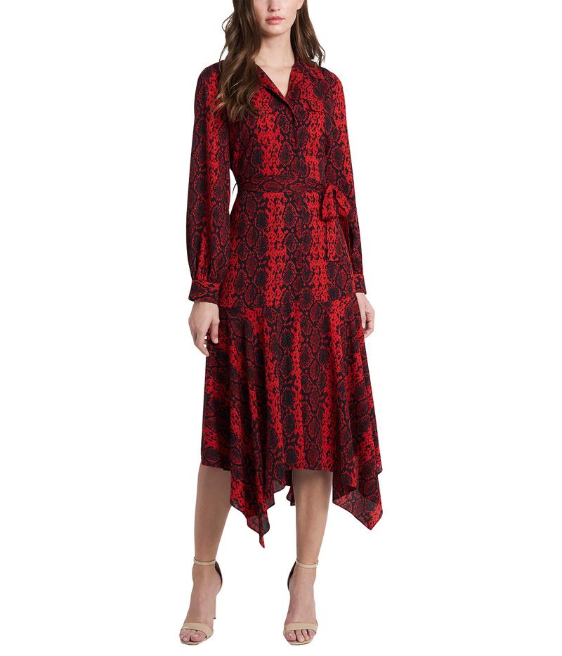 気質アップ 楽天市場 ヴィンスカムート レディース ワンピース トップス Long Sleeve Asymmetrical Hem Snake Charm Belted Shirtdress Ultra Red Revida 楽天市場店 期間限定特価 Fiker Org