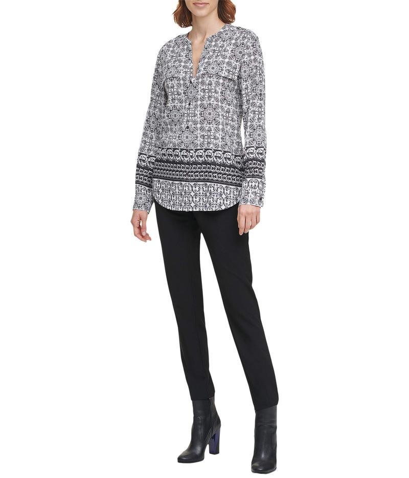 シャツ ブラウス 種類豊富な品揃え Whit Black Soft Top Sleeve Roll Neck Crew Printed トップス シャツ レディース カルバンクライン