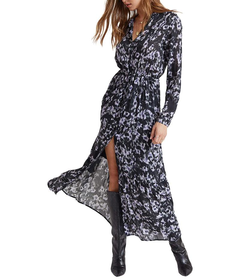 最適な価格 ベラダール レディース Floral Black Shirtdress Hem Ruffle Maxi トップス ワンピース 07 Blackf Bronze Qa