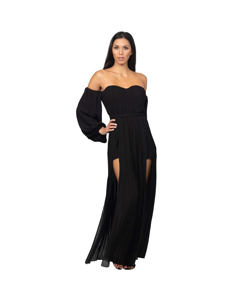 正規激安 楽天市場 ベベ レディース ワンピース トップス Off Shoulder Front Slit Maxi Dress Black Revida 楽天市場店 工場直送 Bricklanebrasserie Com