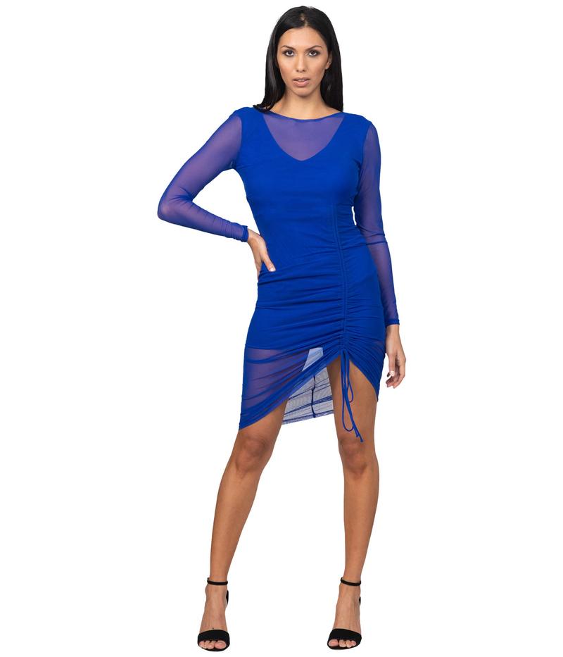 日本産 楽天市場 ベベ レディース ワンピース トップス Mesh Long Sleeve Side Ruched Dress Royal Revida 楽天市場店 春夏新色 Nlsbanking Com