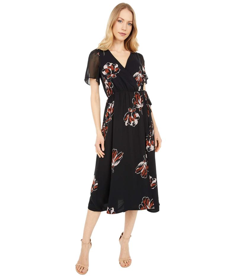 レディースファッション ワンピース Sleeve Short トップス ワンピース レディース メイドウェル Midi Black True Floral Camo In Dress Wrap 最安 Www Maisbeiras Com