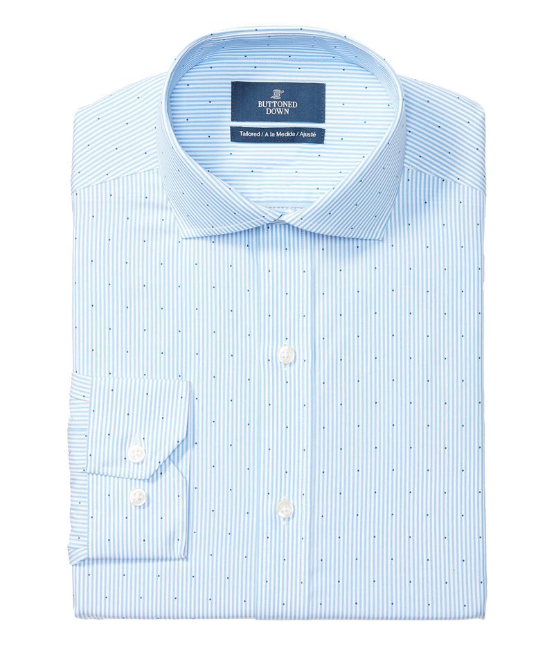 楽天市場 バトゥンド ダウン メンズ シャツ トップス Tailored Fit Cutaway Collar Pattern Non Iron Dress Shirt Light Blue Stri