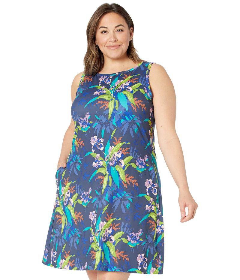高知インター店 コロンビア レディース ワンピース トップス Plus Size Chill River Printed Dress Lapis Blue Magn 格安 Fiker Org