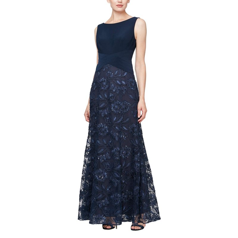 送料無料 サイズ交換無料 A Line アレックスイブニングス レディース Floralレディースファッション トップス ワンピース Sleeves Navy Floral アレックスイブニングス レディース ワンピース トップス Long A Line Rosette Dress With Short Sleeves Sequin Detail Navy