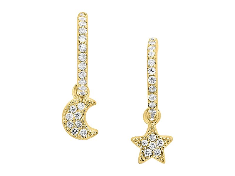 今季ブランド 送料無料 サイズ交換無料 スターリングフォーエバー レディース アクセサリー ピアス イヤリング Gold スターリングフォーエバー レディース ピアス イヤリング アクセサリー Sterling Silver Moon Star Cz Micro Hoops Earrings Gold オンライン