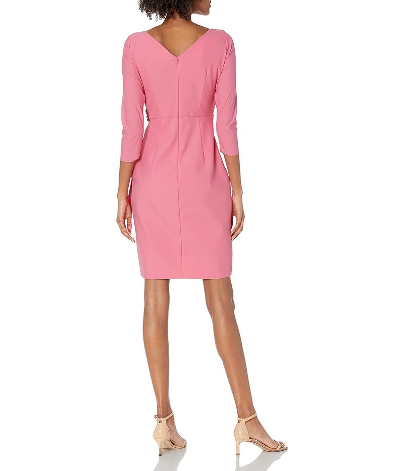 大切な Slimming トップス ワンピース レディース アレックスイブニングス Short Guava Neckline Surplus With Dress Sleeve 3 4 Sheath ワンピース Www Williamssound Com