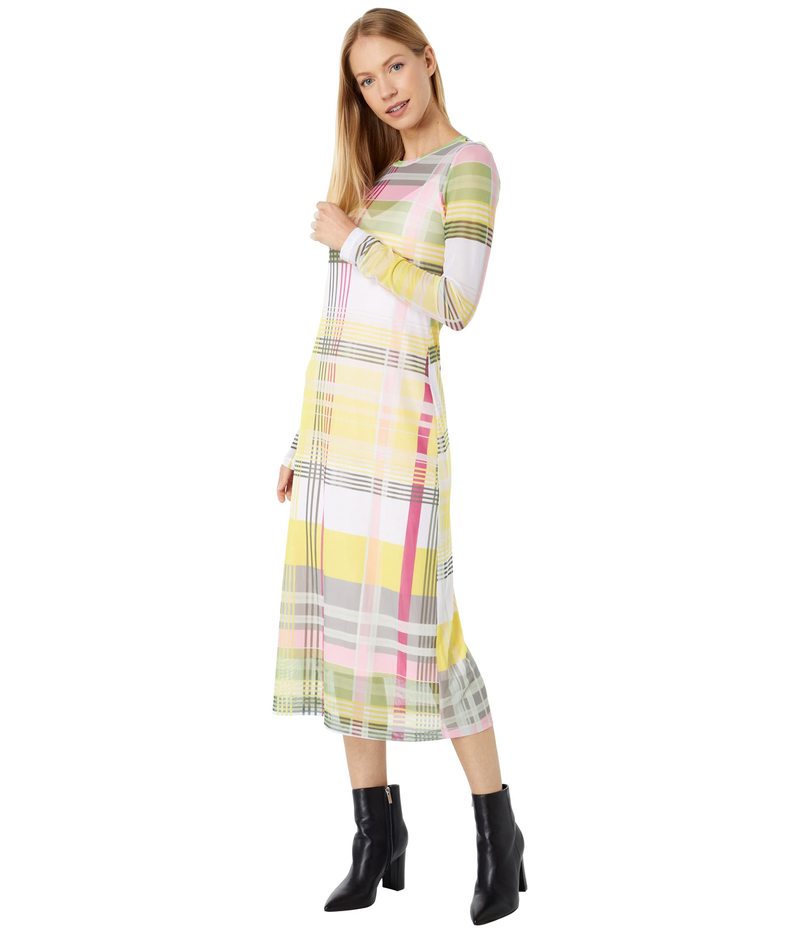 レディース トップス ワンピース Plaid サイズ交換無料 bジェネレーション Multi Plaid レディース bジェネレーション Knit Dress トップス Sleeve 送料無料 ワンピース トップス Long Midi Dress Plaid Multi Revida 店