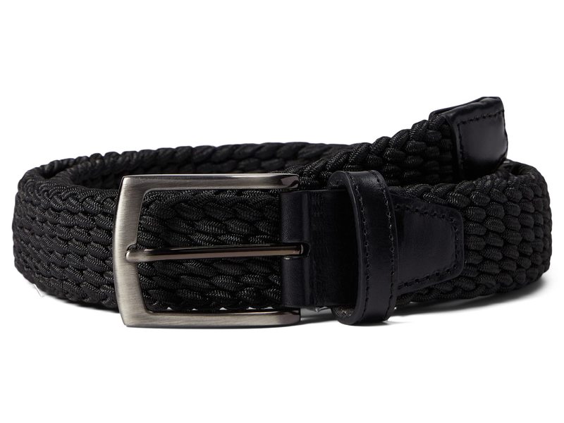 ジョンストンアンドマーフィー メンズ ベルト アクセサリー Woven Stretch Knit Belt Black Solid