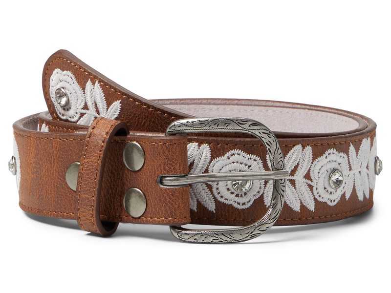 エムエフウエスターン レディース ベルト アクセサリー Angel Ranch White Floral Embroidery Brown