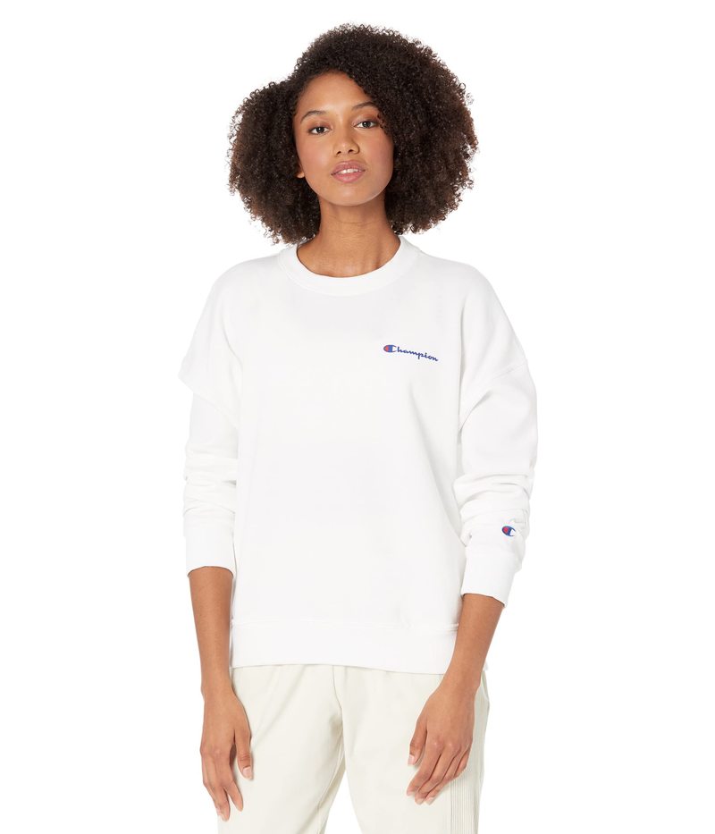 22 新作 チャンピオン レディース パーカー スウェット アウター Powerblend Crew White 2 Fucoa Cl