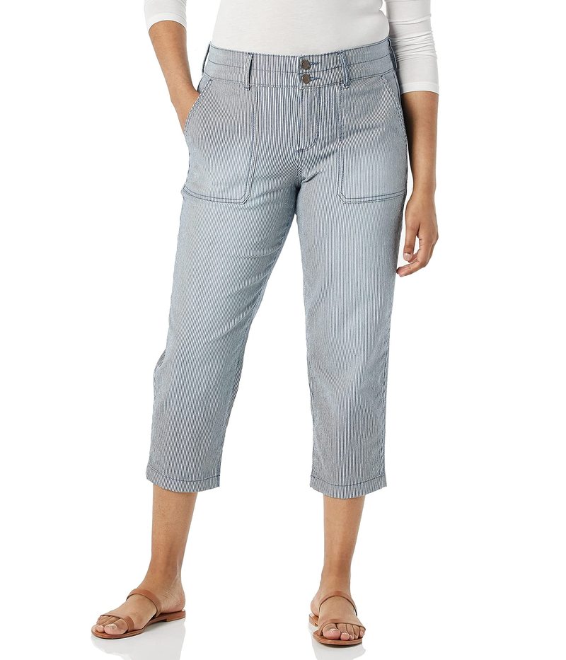 超ポイント祭?期間限定 バンドリーノ レディース デニムパンツ ボトムス Women's Utility High Rise Straight  Leg Capri Railroad Stripe fucoa.cl