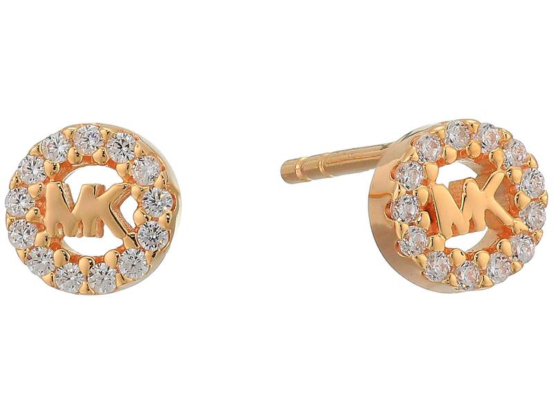 マイケルコース レディース ピアス イヤリング アクセサリー Precious Metal-Plated Sterling Silver Pave  Logo Studs Earrings Rose Gold 【レビューを書けば送料当店負担】