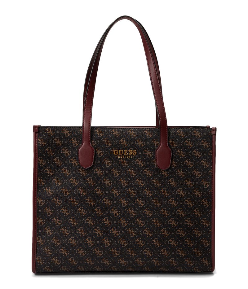 ゲス レディース ハンドバッグ バッグ Silvana Tote Brown Logo Merl