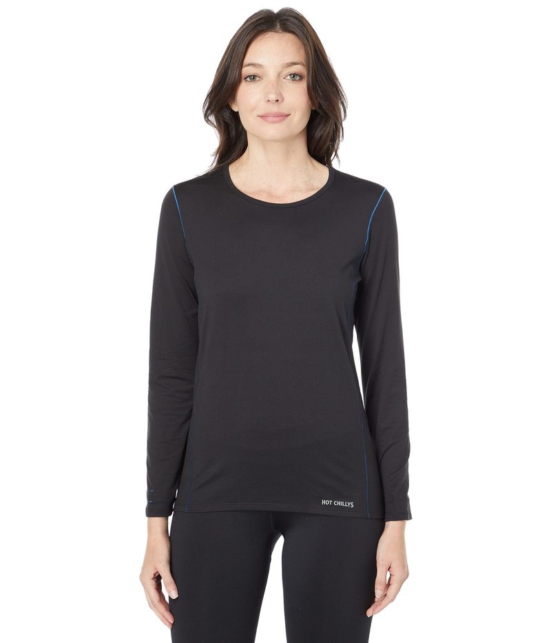 ホットチリーズ レディース トップス シャツ クルーネック Hot Chillys Clima-Trek Crew Neck Black ブラック