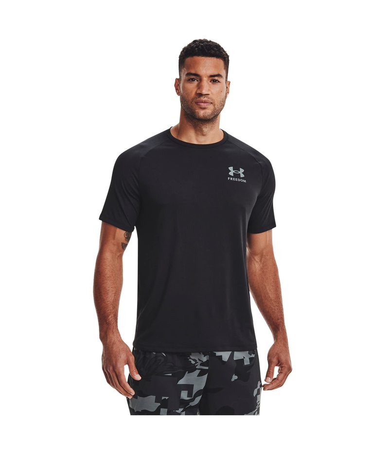アンダーアーマー メンズ トップス シャツ Tシャツ Under Armour Freedom Tech Short Sleeve Tee Black/Pitch Gra ブラック