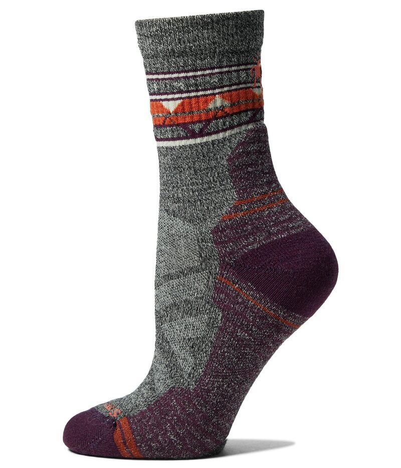かっこ良い羊毛 レディース アンダーお召しもの ソックス グラフィック Smartwool Performance Hike Light Cushion Ethno Graphic Mid Crew Ash/Charcoal 濃灰色
