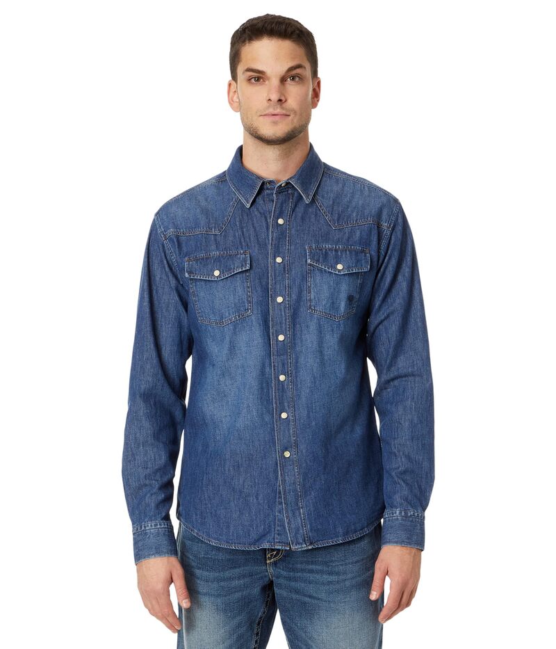アリアト メンズ トップス プルオーバー ジーンズ Ariat Denim Retro Fit Shirt Stone 石ころ カジュアルシャツ-メンズファッション