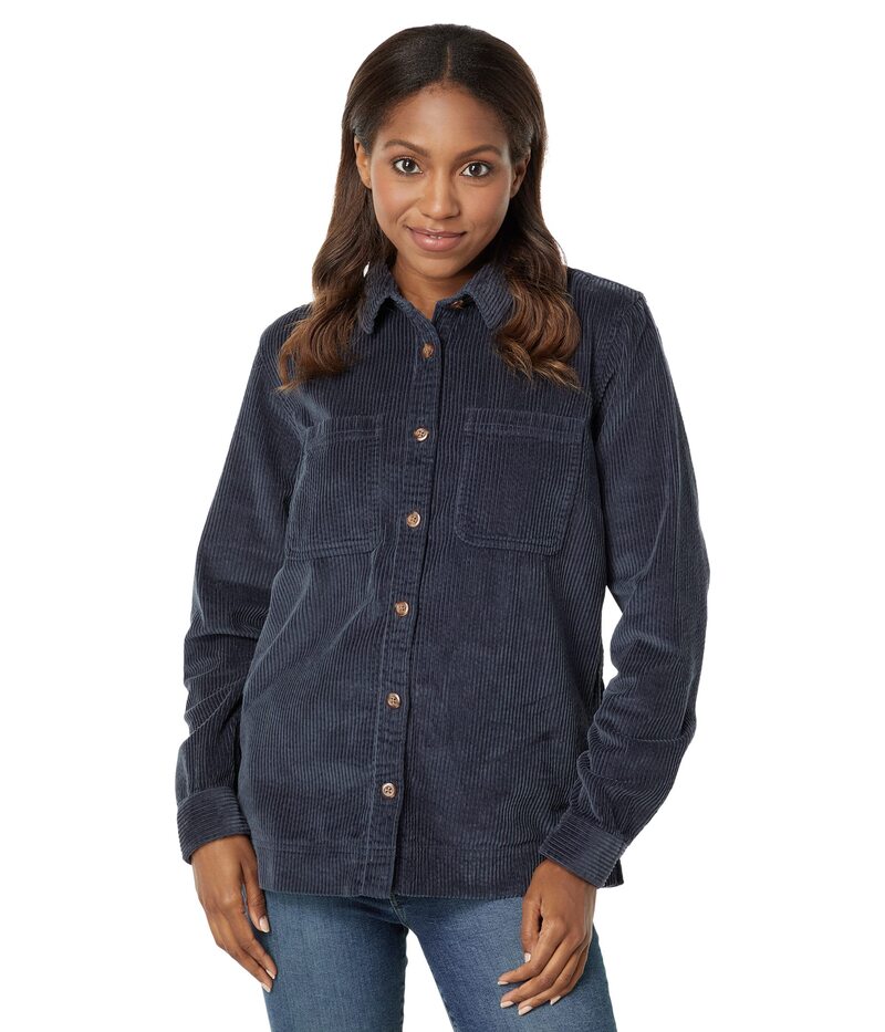 エルエルビーン レディース トップス シャツ コーデュロイ L.L.Bean Comfort Corduroy Relaxed Shirt Long Sleeve Carbon Navy ネイビー