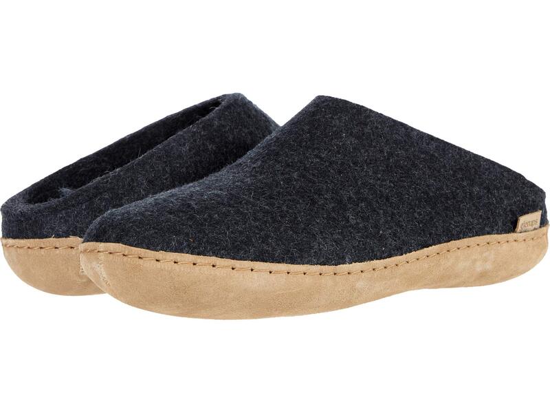 グリオプス メンズ シューズ サンダル ウール レザー Glerups Wool Slip-On Leather Outsole Charcoal チャコール