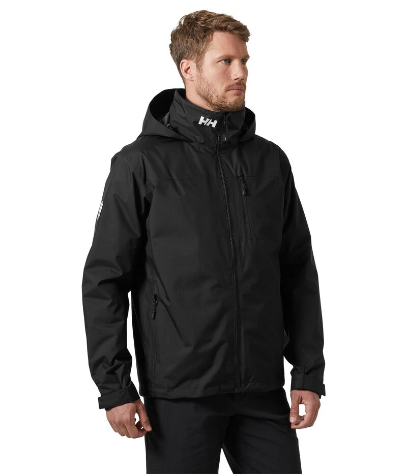 ヘリーハンセン メンズ アウター 厚地の外套 上衣 Helly Hansen Crew Hooded Midlayer Jacket 2 Black 黒いこと メンズファッション-コート・ジャケット