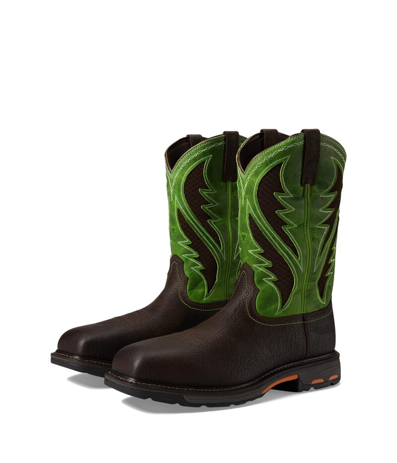 アリアト メンズ シューズ ブーツ・レインブーツ Ariat Workhog Wide Square Toe Venttek Composite Toe Bruin Brown/Gra ブラウン