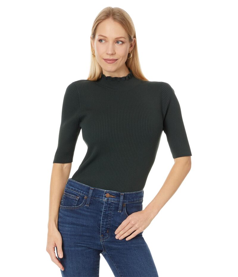 リラピー レディース アウター ニット・セーター モックネック フリル Lilla P Ruffle Mock Neck Sweater Loden