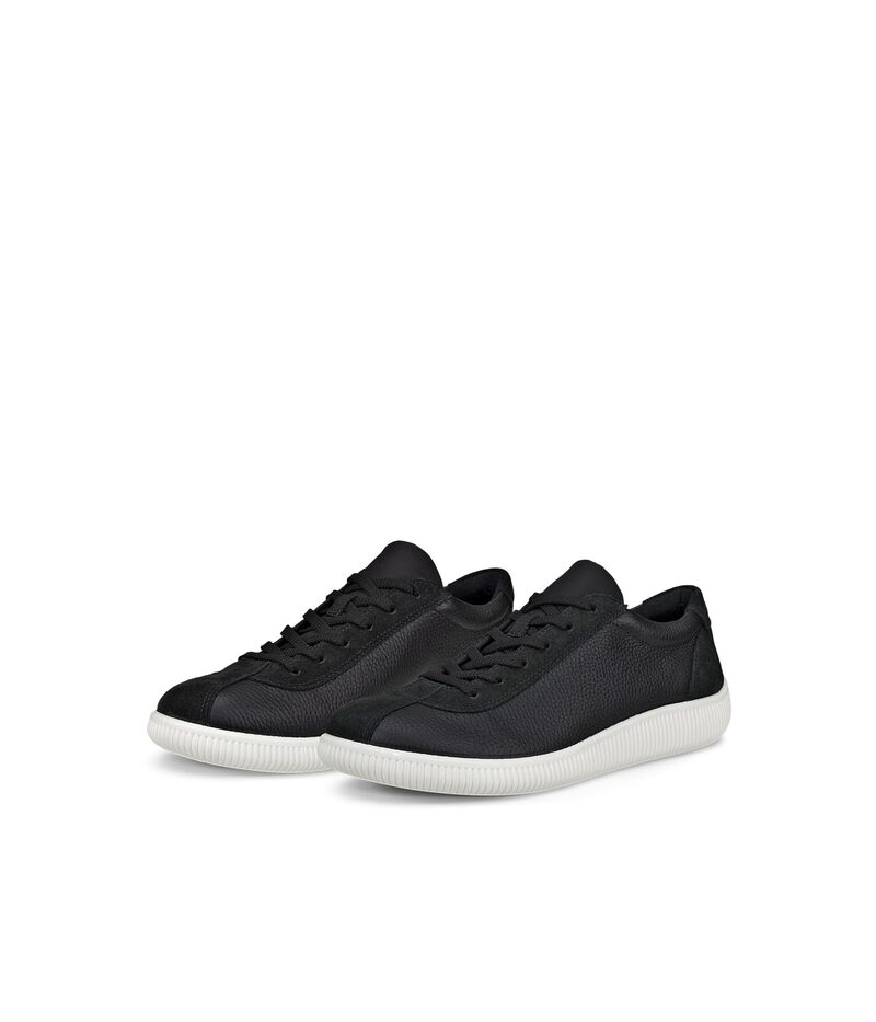 山びこ レディース シューズ スニーカー ECCO Soft Zero Black/Black 黒いこと