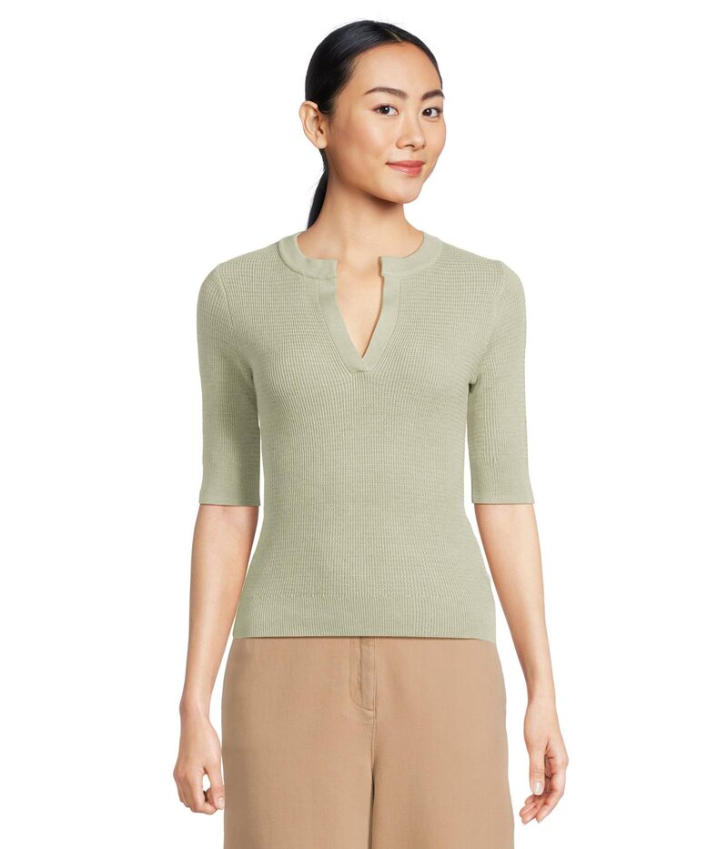リラピー レディース アウター ニット・セーター Lilla P Elbow Sleeve Split Neck Sweater Peapod