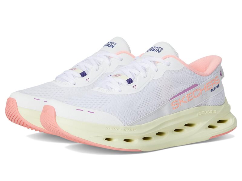 スケッチャーズ レディース シューズ スニーカー SKECHERS Max Cushioning Glide Step Caledonia Hands Free Slip-Ins White/Pink ホワイト