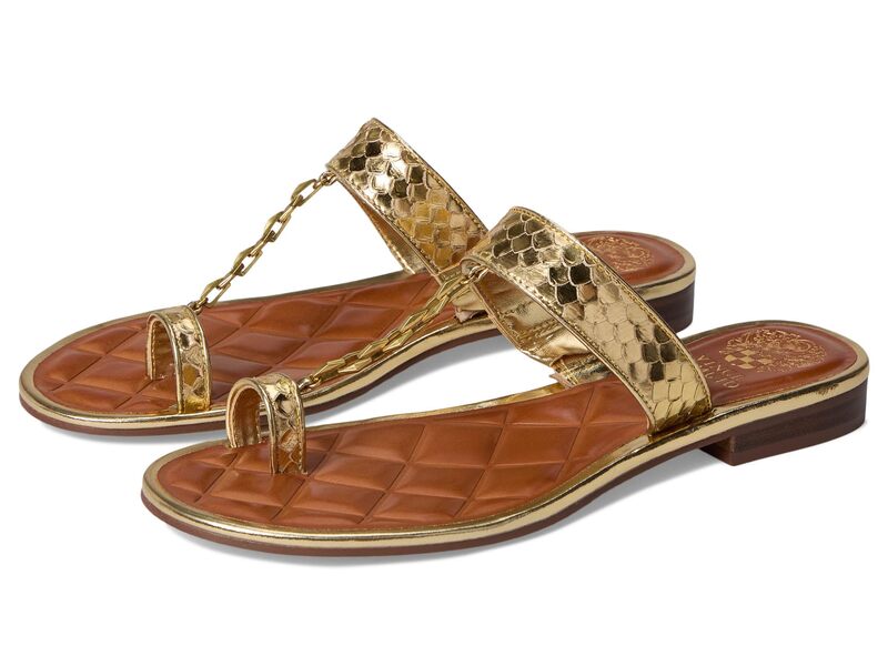 ヴィンスカムート レディース シューズ サンダル Vince Camuto Lexiea Chain-Link Flat Sandal Grecian Gold ゴールド
