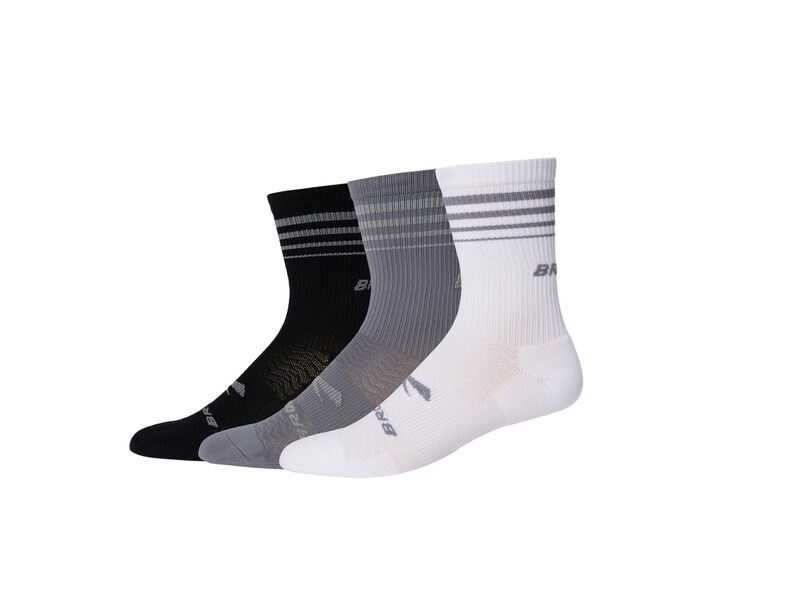 ブルックス メンズ アンダーウェア 靴下 Brooks Run-in Crew 3-pack Asphalt/White/ ホワイト
