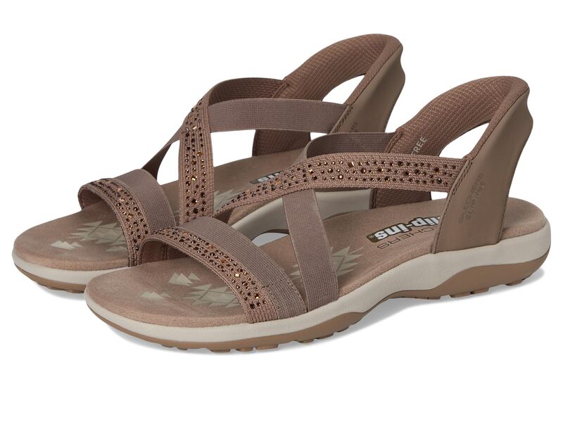 スケッチャーズ レディース シューズ サンダル SKECHERS Reggae Slim - Summer Sparkle Mocha モカ