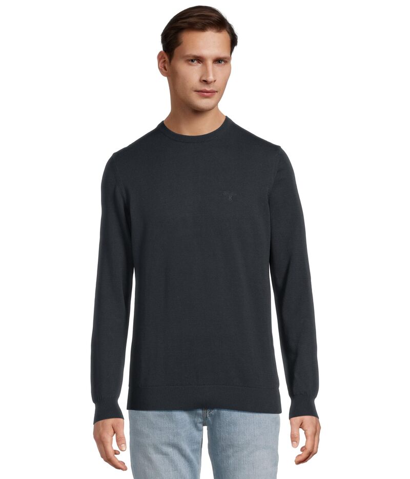 バブアー メンズ アウター 編み物・プルオーバー 労働者の一団のど頚 綿織物 Barbour Pima Cotton Crewneck Sweater Navy 米国海軍