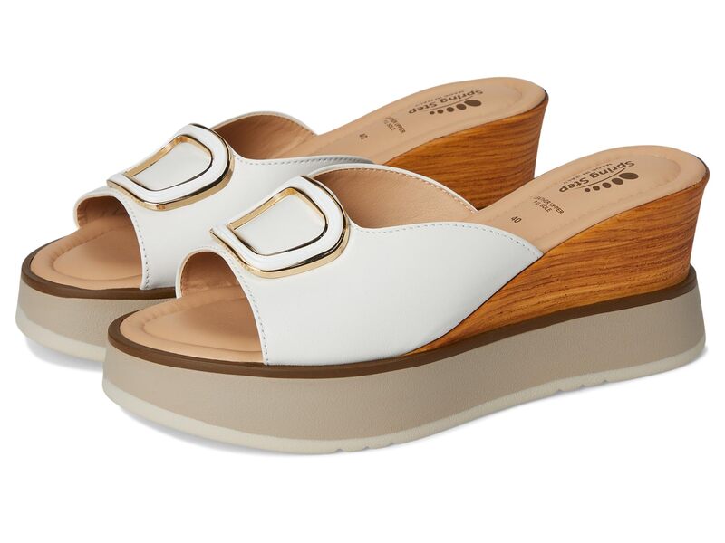 発条足取り レディース シューズ 踵 Spring Step Newwell White 白いこと