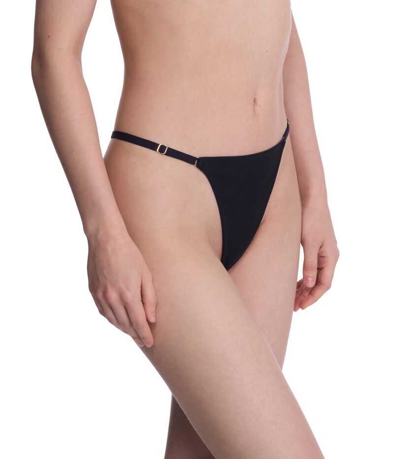 ナトリ レディース アンダー御召しもの ズボン下 Natori Verge Adjustable String Thong Black 黒いこと