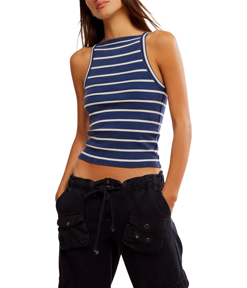 フリーピープル レディース トップス シャツ Free People Mia Tank-Yd Stripe Navy Combo ネイビー