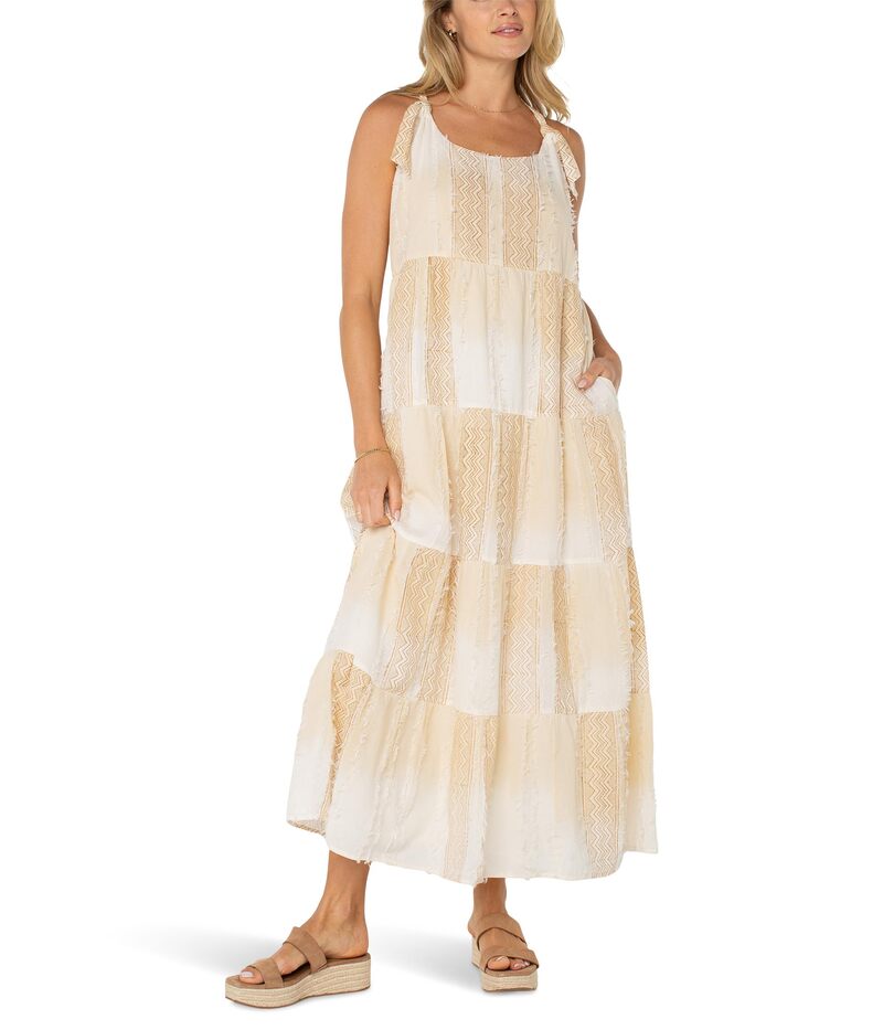 リヴァプール ロサンゼルス レディース トップス ワンピース マキシワンピース マキシ Liverpool Los Angeles Tie Strap Easy Fit Woven Maxi Dress Brown/ Cream Ch クリーム