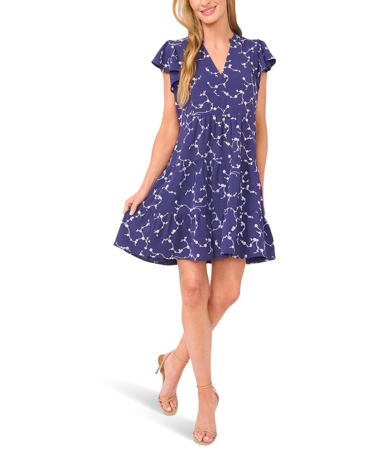 セセ レディース トップス 衣装 ティアード フラウンス CeCe Short Sleeve Ruffle Tiered Dress Classic Navy 米国海軍