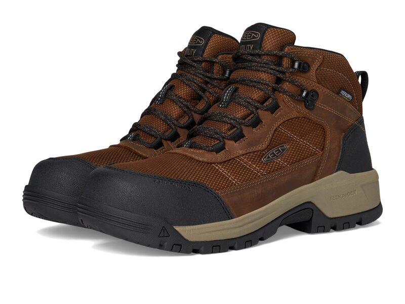 キーン メンズ シューズ ブーツ・レインブーツ KEEN Utility Skokie Waterproof Work Boot (Carbon Toe) Dark Earth/Blac