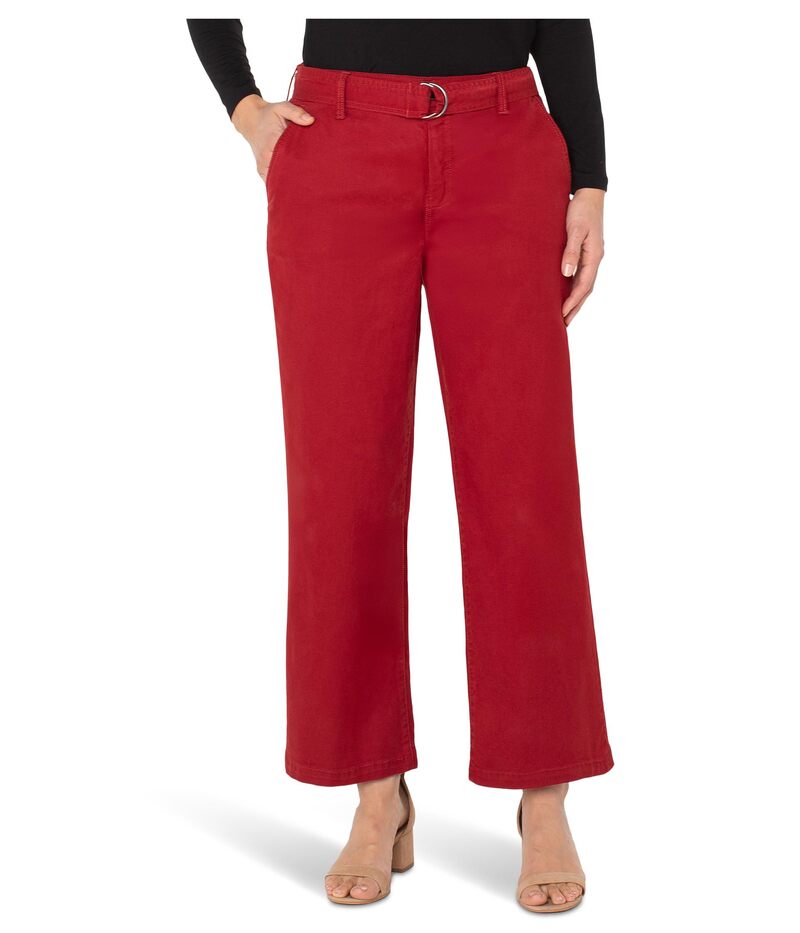 リヴァプール ロサンゼルス レディース ボトムス カジュアルパンツ ワイドレッグ Liverpool Los Angeles Stride Mid-Rise Wide Leg Pants w/ Self Belt Maroon Berry マルーン