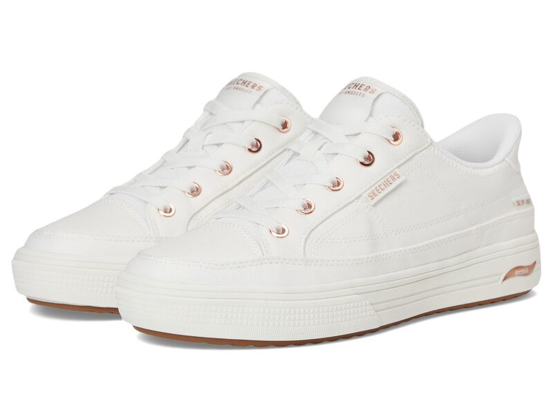 スケッチャーズ レディース シューズ スニーカー SKECHERS Arch Fit Arcade-See Ya There Hands-Free Slip-Ins White ホワイト
