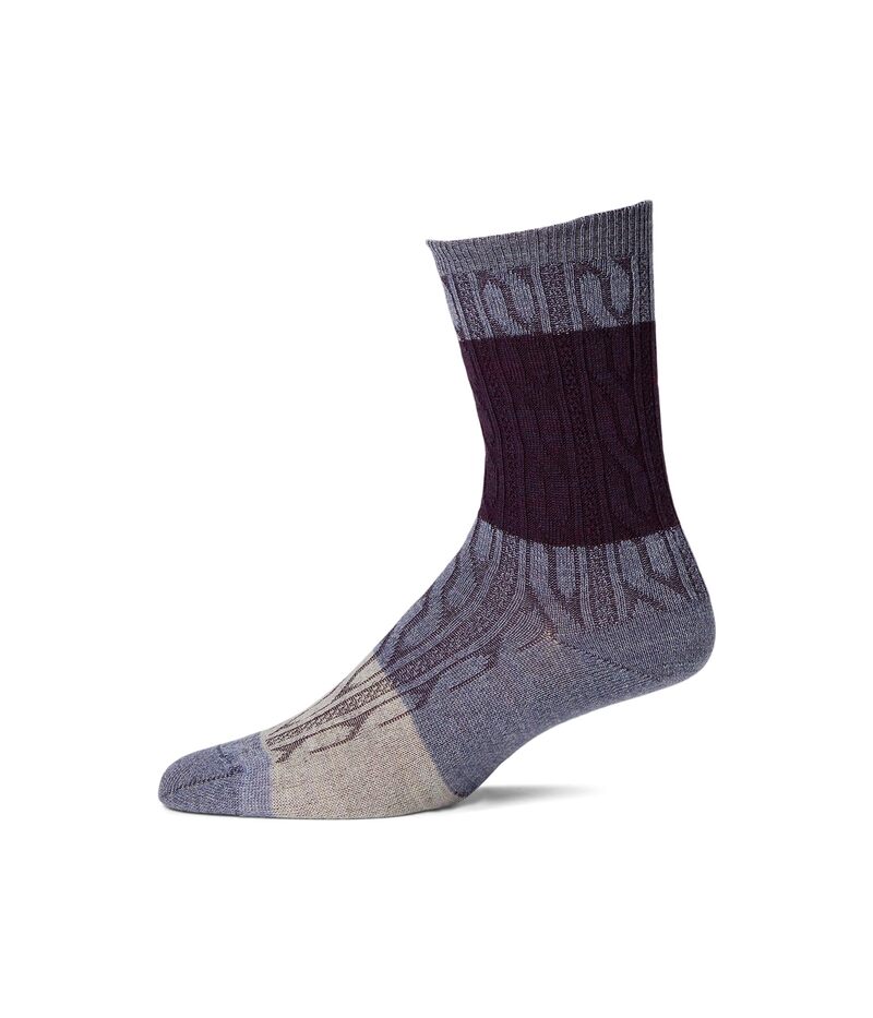 かっこ良い羊毛 レディース アンダーお召しもの ソックス Smartwool Everyday Color Block Cable Crew Socks Chalk Violet 車輪止め