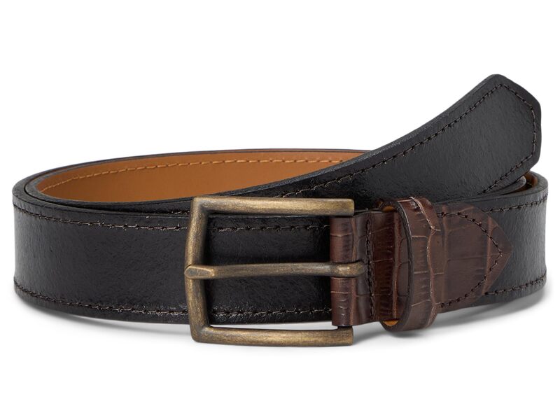 ジョンストンアンドマーフィー メンズ 付属品 胴締め なめし革 Johnston \u0026 Murphy Two- Tone Croc Embossed Leather Belt Black 黒いこと