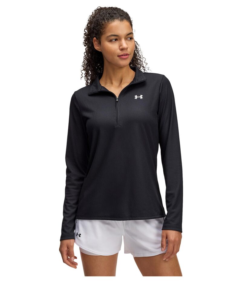 アンダーアーマー レディース アウター パーカー・スウェット リブ Under Armour Tech Ribbed 1/2 Zip Black/White ホワイト 10,136円